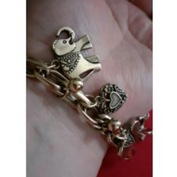 Boho Elephant Charm Bracelet Hearts Bells Bronze - Picture 3 of 5